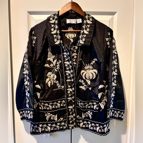 Size-L Whispers of Light Closet /Victor Costa Rare Embroidered Statement Jacket - Picture 10 of 16